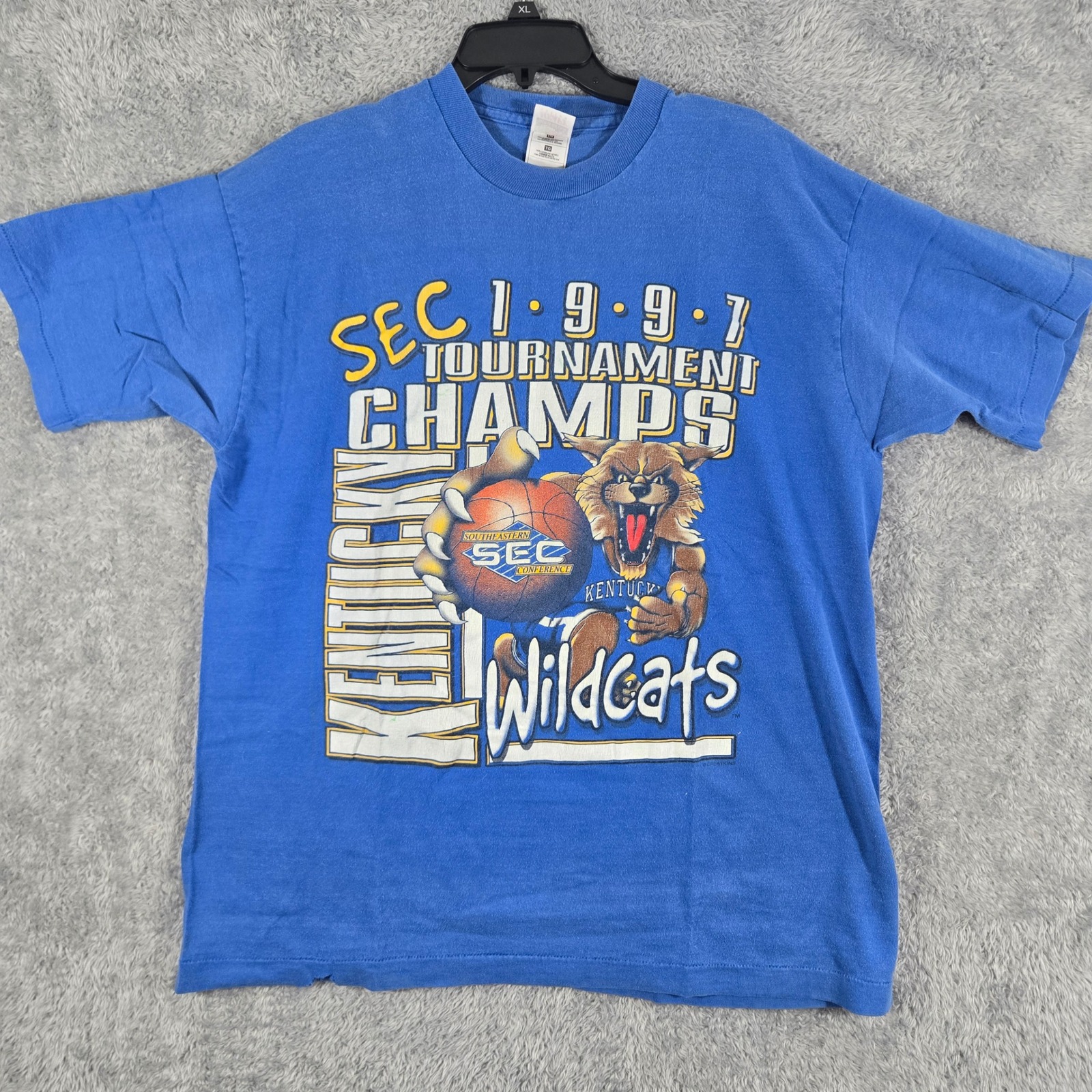 Vintage 1997 Kentucky Wildcats Sec Tournament Champs TShirt Xl Blue 90s Ncaa